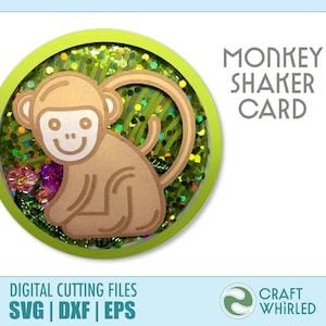 Monkey Shaker Karte | SVG, DXF, EPS Schüttelkarte Schnittdatei | Cricut Silhouette DiY