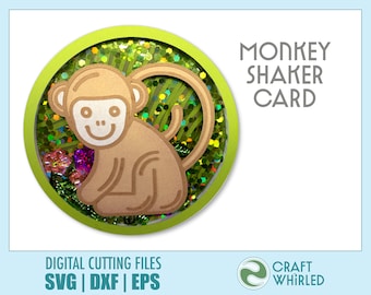 Monkey Shaker Card SVG | DIY Birthday Card Cut File (Digital Download)