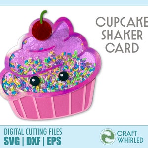 Cupcake Shaker Card | SVG, DXF, EPS Shaker Card Cut File | Cricut Silhouette DiY
