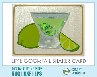 Lime Cocktail Shaker Card SVG | DIY Craft Cut File (Digital Download)