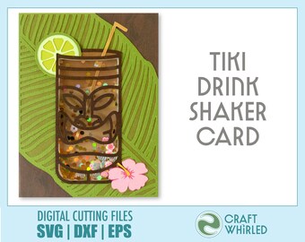 Tiki Drink Shaker Card Cut File | DIY Cardmaking (svg, dxf, eps)