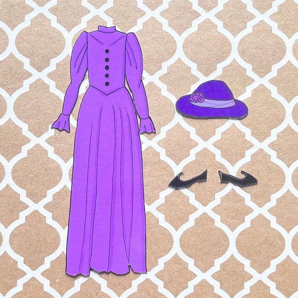 Vintage Purple Dress Outfit | Magnetic Dress Up Doll