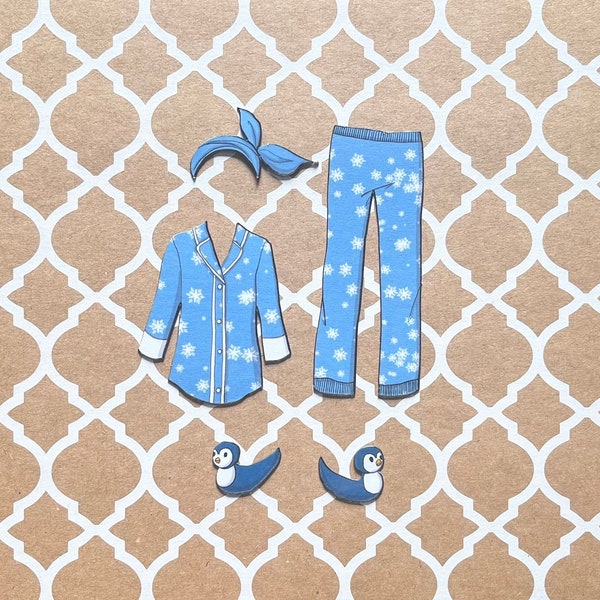 Winter Snowflake Pajamas | Magnetic Dress Up Doll