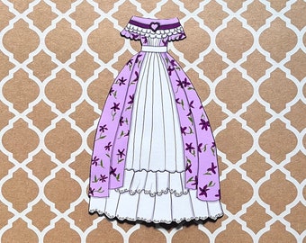 Robe de princesse printanière | Habillage de poupée tendance en papier magnétique