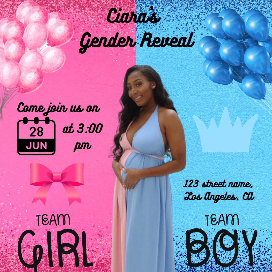Editable Gender Reveal Flyer, Premade Flyer Template, Gender Reveal