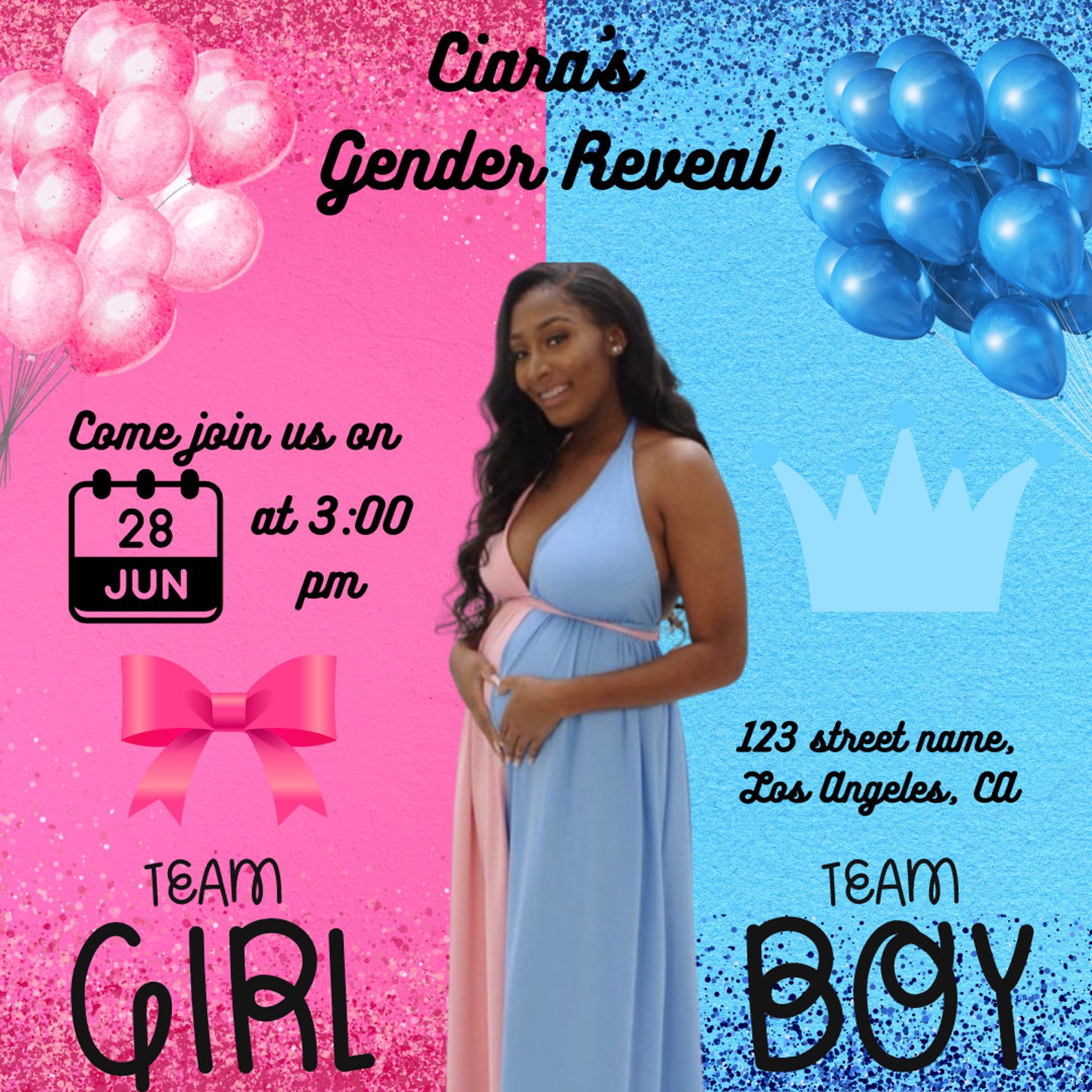 Editable Gender Reveal Flyer, Premade Flyer Template, Gender Reveal