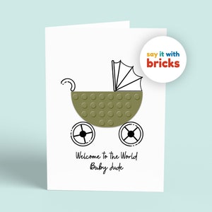 LEGO® Brick Welcome to the World Hello Baby Personalised Green Greeting Card