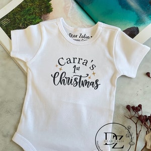 Personalised Baby's First Christmas, First Xmas Baby Onesies, Unisex Baby Clothes, Personalised New Baby's First Christmas