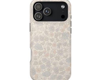 Capa Magnética para iPhone com Magsafe, inspirada na Liberty London, com estampa floral Poppy Meadowfield Pewter.