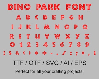 Dino Park Font | ttf | otf | svg | eps | silhouette | circuit | crafting | gifts | handmade | word