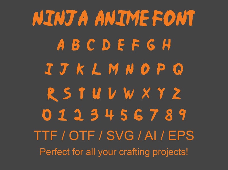 Buy Ninja Anime Manga Font Ttf Otf Svg Eps Silhouette Circuit Crafting ...