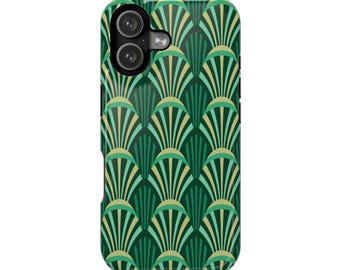 Capa magnética para iPhone Magsafe com estampa floral em formato de concha, inspirada na Liberty London.