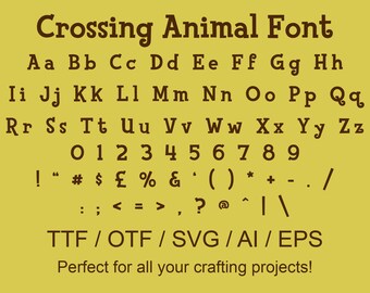 Crossing Animal Font | ttf | otf | svg | eps | silhouette | circuit | crafting | gifts | handmade | word