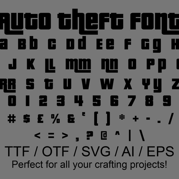 Auto Theft Font | ttf | otf | svg | eps | silhouette | circuit | crafting | gifts | handmade | word