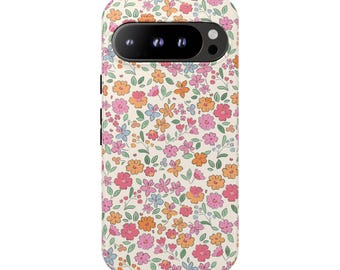 Capa resistente para celular Samsung Pixel com estampa floral miúda inspirada na Liberty London.