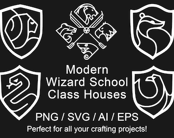 Modern Wizard School Class House Graphic pack | svg | ai | png | silhouette | circuit | crafting | gifts | handmade