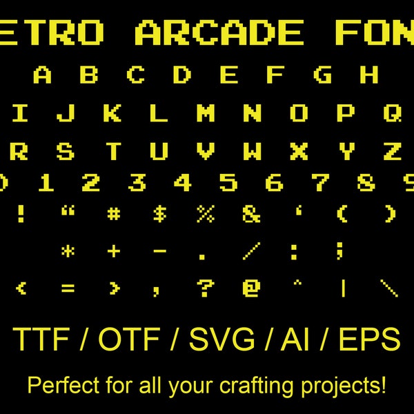 Retro Arcade Font | ttf | otf | svg | eps | silhouette | circuit | crafting | gifts | handmade | word