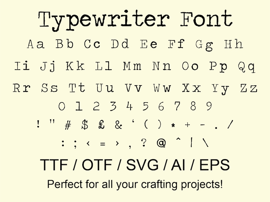 Typewriter Font Ttf Otf Svg Eps Silhouette Circuit Crafting Gifts