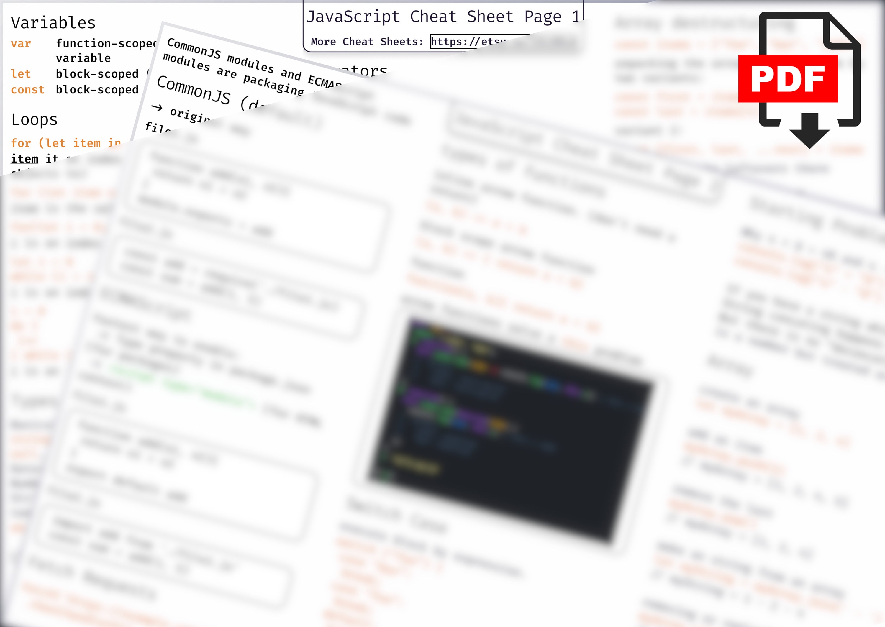 Javascript Cheat Sheet 2 Pages - Etsy