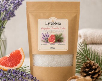 Aromaterapia naturale, giornata di spa, bagno minerale con sali, lavanda, pino e pompelmo rosa.