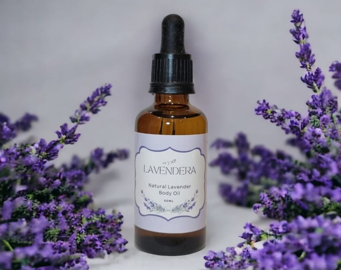 Lavender Natural Body Oil Aromatherapy Massage Handmade Luxurious Moisturiser Vegan Hydrating