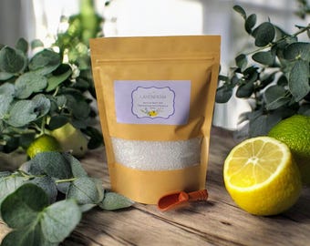 Sales de baño Herb Meadow: Aromaterapia con sal marina y de Epsom - Tomillo, limón y eucalipto