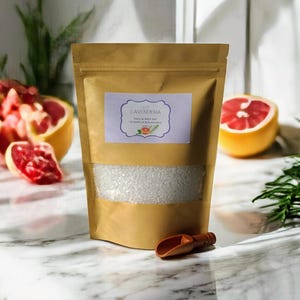 Pink Grapefruit Rosemary Natural Bath Salt Aromatherapy Base Mineral Bath Soak Epsom Salt Coarse Sea Salt Essential Oils