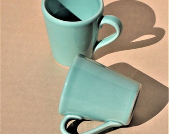 Pair of Robin Egg Blue Ceramic Espresso Cups