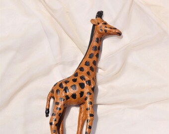 Lederen verpakte giraffe sculptuur standbeeld handgemaakte vintage