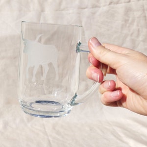 Luminarc France Longhorn Stein Glass Mugs Set of 4 Etched Frosted Vintage UT Austin Texas Cattle Americana Cowboy Ranch Farmhouse image 6