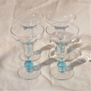 Margarita or Martini Bryce Apollo Cerulean Blue Glasses Crystal Set of 4 Mid Century Modern Glassware Vintage MCM image 4