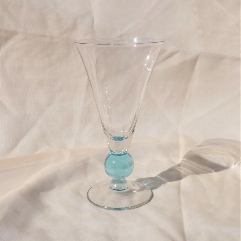 Water Goblets Bryce Apollo Cerulean Blue Glasses Crystal Set of 4 Mid Century Modern Glassware Vintage MCM image 4