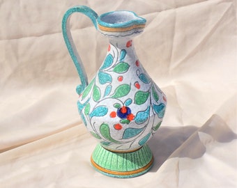 Fratelli Fanciullacci Italian Majolica Pottery Handled Pitcher Vintage Vase MCM Mid-Century