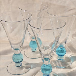 Water Goblets Bryce Apollo Cerulean Blue Glasses Crystal Set of 4 Mid Century Modern Glassware Vintage MCM image 8