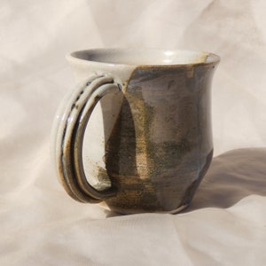 Glazed Gray and White Ceramic Mug Studio Pottery Handmade Signed Coffee Tea Cottage Neutral Farmhouse Gingerbread Girl image 3