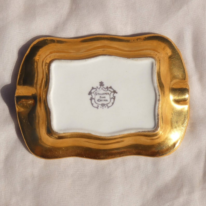 Salière et poivrière Pickard en porcelaine dorée avec stouffer cendrier en porcelaine fine vintage en céramique fantaisie image 8