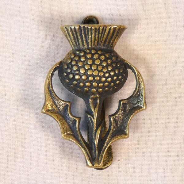 Antique Brass Scottish Thistle Door Knocker Vintage Cottage Farmhouse Victorian Country House Flower Floral Coquette Whimsigoth Decor R.566