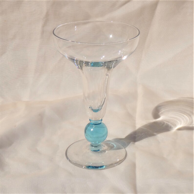 Margarita or Martini Bryce Apollo Cerulean Blue Glasses Crystal Set of 4 Mid Century Modern Glassware Vintage MCM image 6
