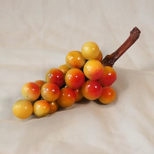 Large Yellow Grape Vine Cluster Alabaster Stone Fruit Carved Realistic Handmade Vintage Dyed Hand Painted Italy Marble MCM Mid Century R.TBD