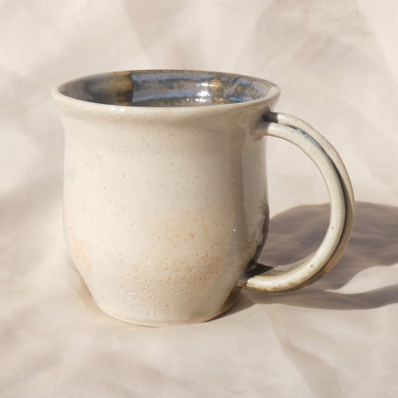 Glazed Gray and White Ceramic Mug Studio Pottery Handmade Signed Coffee Tea Cottage Neutral Farmhouse Gingerbread Girl image 4