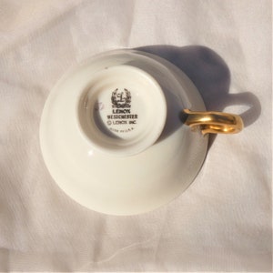 Lenox Westchester Tea Cups Gold Backstamp Bone China Vintage MCM Mid Century Set of 4 Made in USA image 5