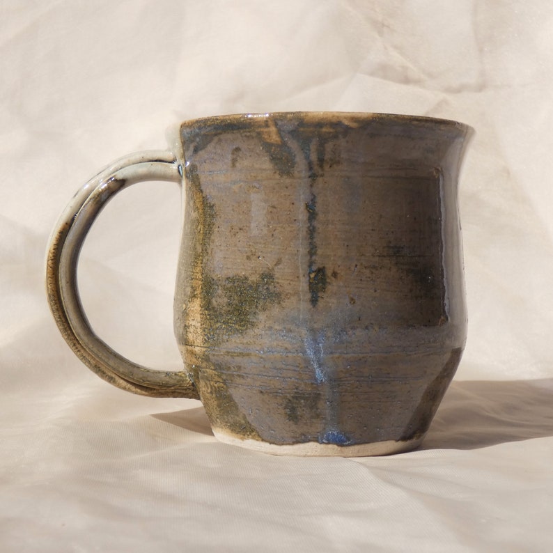 Glazed Gray and White Ceramic Mug Studio Pottery Handmade Signed Coffee Tea Cottage Neutral Farmhouse Gingerbread Girl image 2