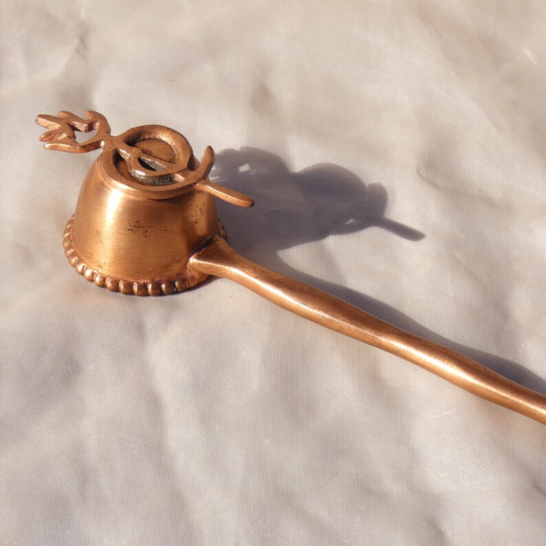 Copper Colored Metal Candle Flame Snuffer With Wavy Handle Vintage Etsy