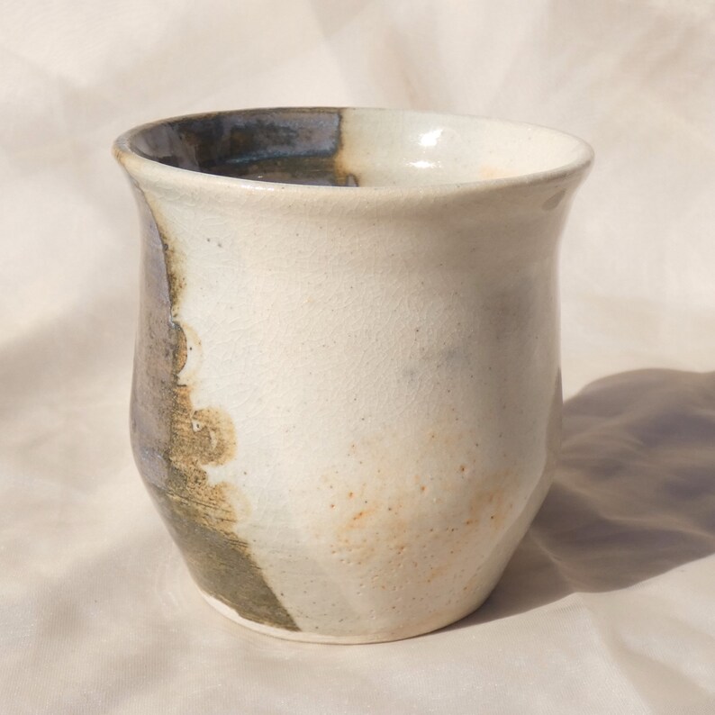 Glazed Gray and White Ceramic Mug Studio Pottery Handmade Signed Coffee Tea Cottage Neutral Farmhouse Gingerbread Girl image 5