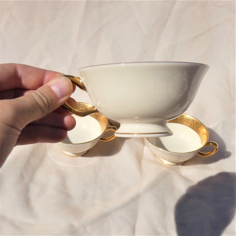 Lenox Westchester Tea Cups Gold Backstamp Bone China Vintage MCM Mid Century Set of 4 Made in USA image 4