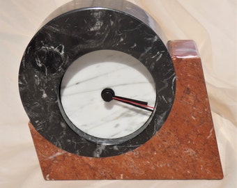 Rare Marble Stone Clock Made in Italy Caesars Palace Las Vegas Complete with Box Postmodern 1980s Memphis Style
