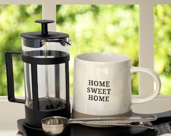 French Press Coffee Gift Set with “Home Sweet Home” Mug