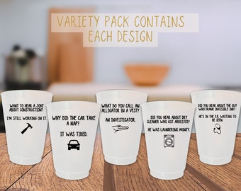 Variety pack party cups dad jokes shatterproof cups party interactive conversation birthday party fathers day party favor party supplies