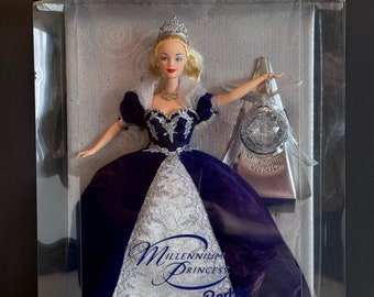 Vintage Millennium Princess Barbie Special Edition Barbie 1999 Original Box Barbie Collect Doll Unopened Blue Dress Doll Toy Limited Edition