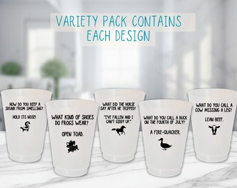 Variety pack party cups dad jokes shatterproof cups party interactive conversation birthday party fathers day party favor party supplies